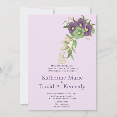 Dazzling Mauve Boho Best Floral Wedding Invitation