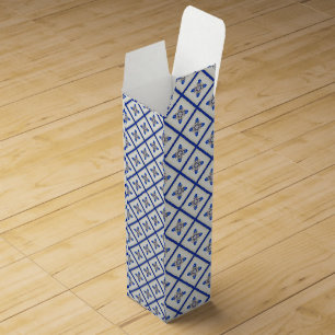 Dazzling Nautical Sapphire Blue and White Wine Box