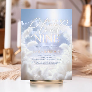 Dazzling On Cloud Nine 9 Pampas Bridal Shower Foil Invitation