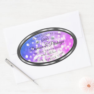 Dazzling Pink Blue Glitter Product Labels Add Logo