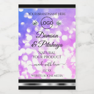 Dazzling Pink Blue Glitter Product Labels Add Logo