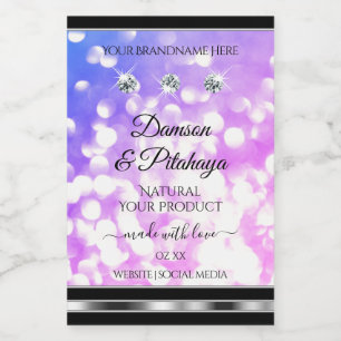 Dazzling Pink Blue Glitter Product Labels Diamonds