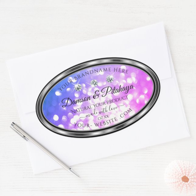 Dazzling Pink Blue Glitter Product Labels Diamonds (Envelope)