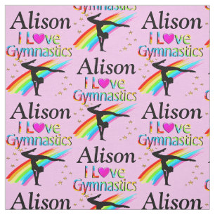 DAZZLING PINK GYMNAST GIRL PERSONALIZED FABRIC