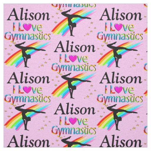 DAZZLING PINK GYMNAST GIRL PERSONALIZED FABRIC