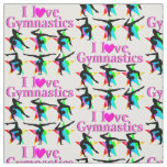 DAZZLING PINK I LOVE GYMNASTICS DESIGN FABRIC