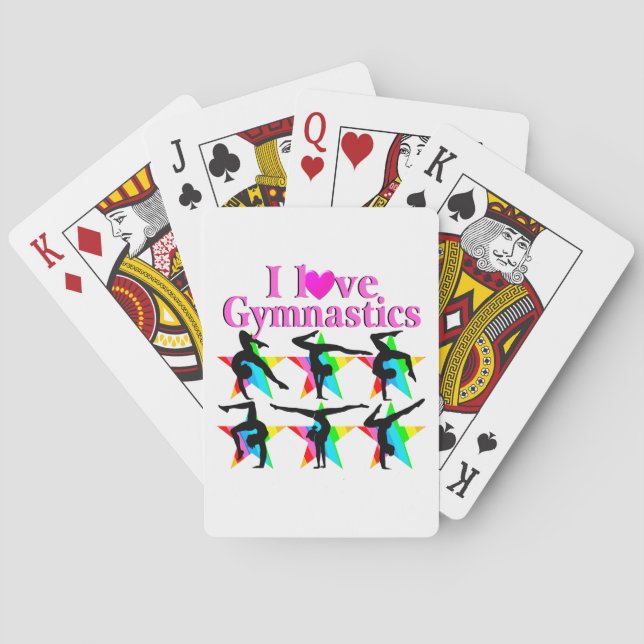 DAZZLING PINK I LOVE GYMNASTICS DESIGN POKER CARDS (Back)