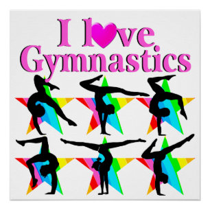 DAZZLING PINK I LOVE GYMNASTICS DESIGN POSTER