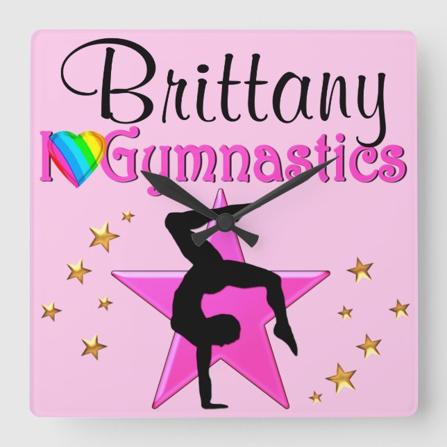 DAZZLING PINK PERSONALIZED GYMNASTICS CLOCK (Front)
