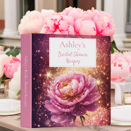 Dazzling Pink Pink Sparkles Bridal Shower Recipes 3 Ring Binder