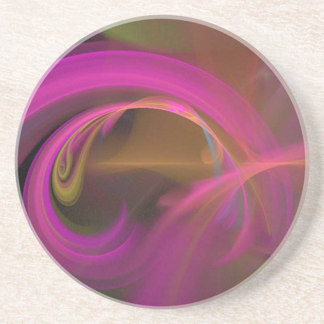 Dazzling Pink With Orange Sandstone Coaster (Front)