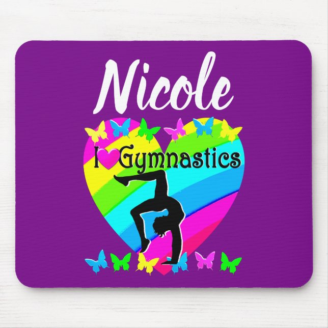 DAZZLING PURPLE I LOVE GYMNASTICS DESIGN MOUSE PAD (Front)