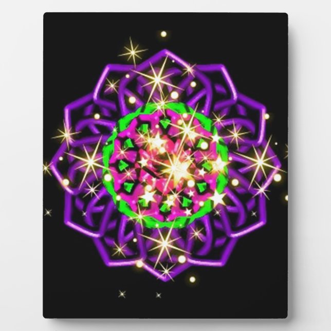 Dazzling Purple Kaleidoscope Swirls Plaque (Front)