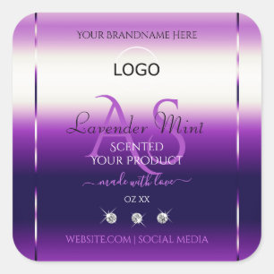 Dazzling Purple Product Label Jewels Monogram Logo