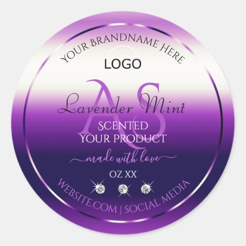 Dazzling Purple Product Label Jewels Monogram Logo