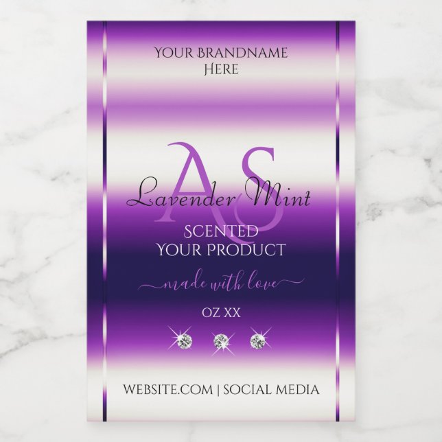 Dazzling Purple Product Labels Diamonds Monogram (Single Label)