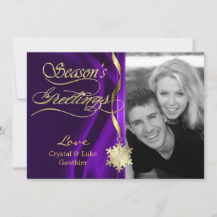 Dazzling Purple Sparkle Snowflake Holiday Card