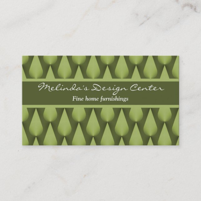 Dazzling Raindrops Business Card, Olive Green Card (Front)