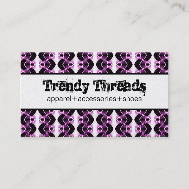 Dazzling Retro Business Card, Purple Card (Front)