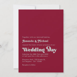 Dazzling Silver and Burgundy Typography Wedding Invitation