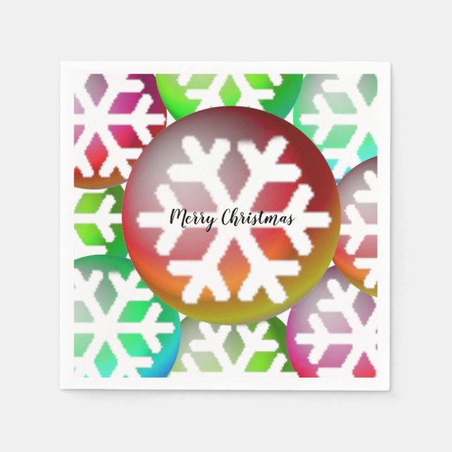 Dazzling Snowflake Pattern Christmas Paper Napkins (Front)