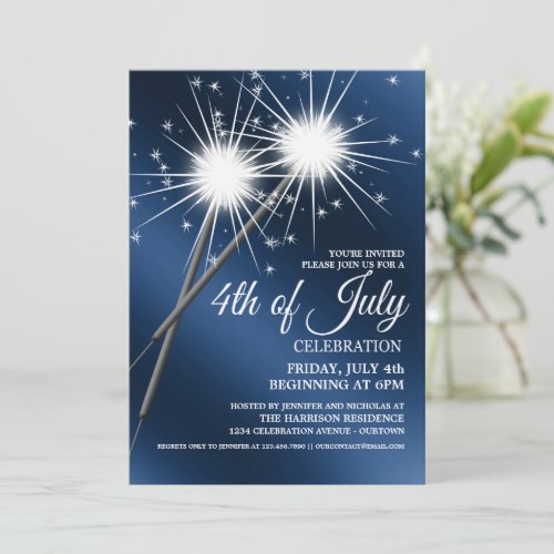 Dazzling Sparklers 4th of July Party Invitations