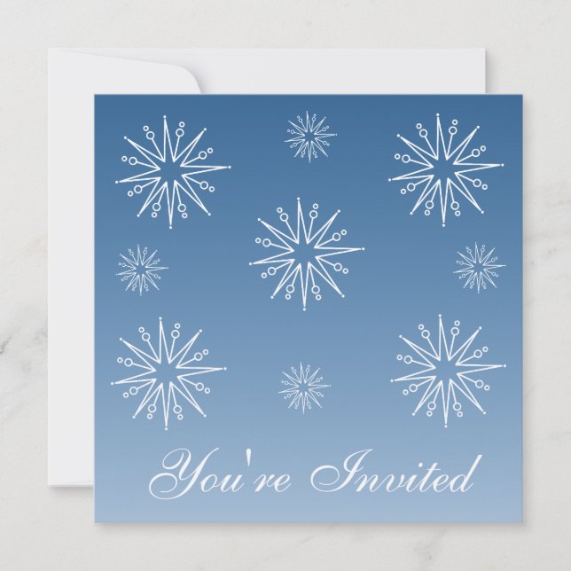 Dazzling Stars Holiday Invitation, Blue Invitation (Front)