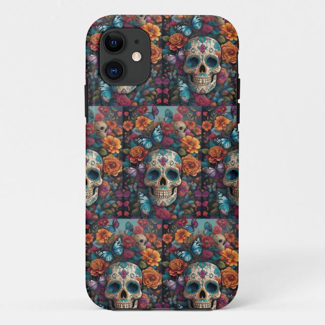 Dazzling Sugar Skull Art: Day of the Dead Pattern Case-Mate iPhone Case (Back)