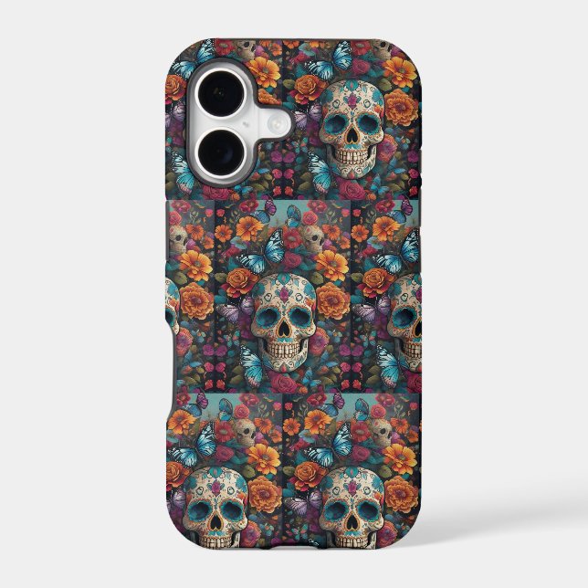 Dazzling Sugar Skull Art: Day of the Dead Pattern Iphone Case (Back)