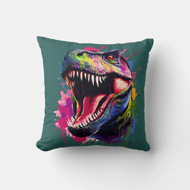 Dazzling T-Rex Throw Pillow (Front)
