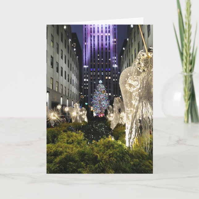 Dazzling View Rockefeller Plaza Christmas Time  Card (Front)