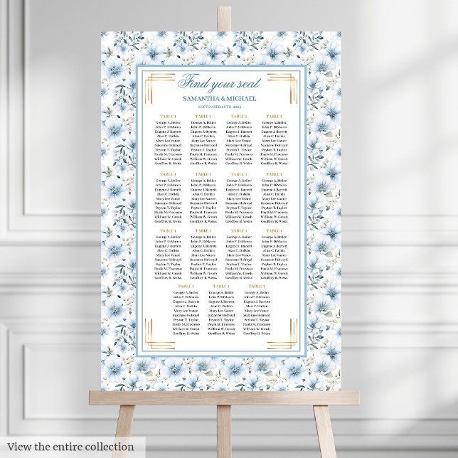 Dazzling Watercolor Dusty Blue Gold Seating Chart (Dazzling Watercolor Dusty Blue Gold Seating Chart

)