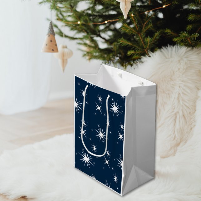 Dazzling White Blue Christmas Starry Sky Medium Gift Bag (Dazzling White Blue Christmas Starry Sky Medium Gift Bag)