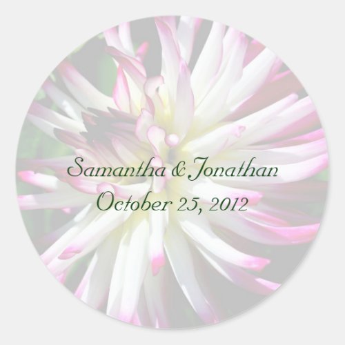 Dazzling White Dahlia Flower Wedding Sticker