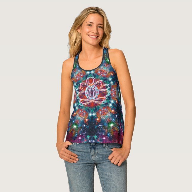 Dazzling Zen Lotus Racer Back Tank Top (Front Full)