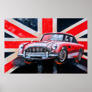 DB5 Sports Car Union Jack Poster