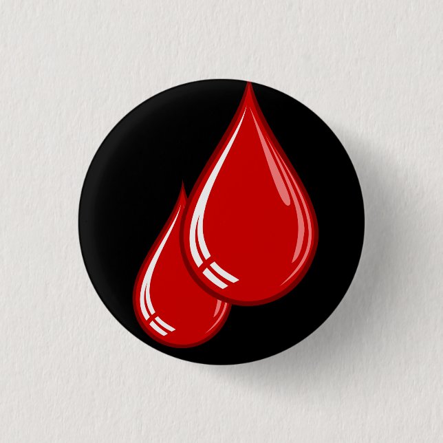 DBA UK Round Pin Badge - Blood Drops & Black (Front)