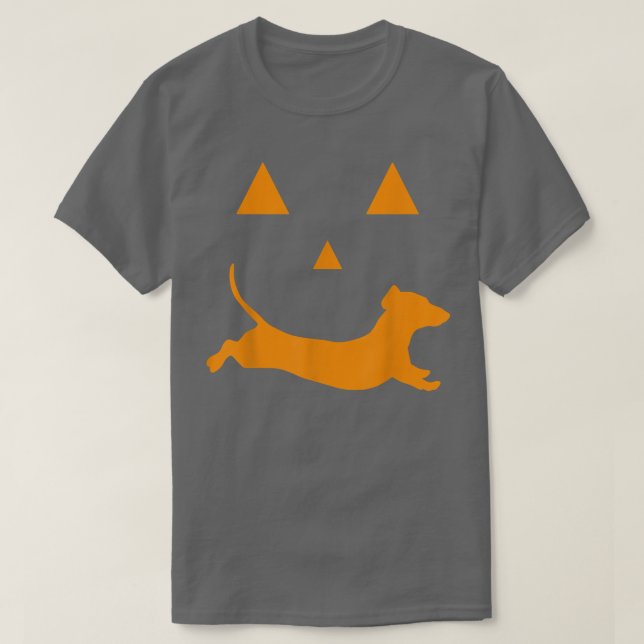 dBEy Cute Weenie Dog Lover Pumpkin Fall Autumn Hal T-Shirt (Design Front)