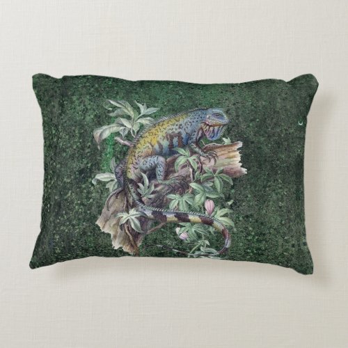 DBL_sided iguana and lizard Rustic green Accent Pillow