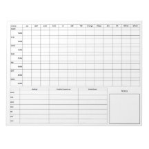 DBT Standard Diary Card Front - Back - Blank