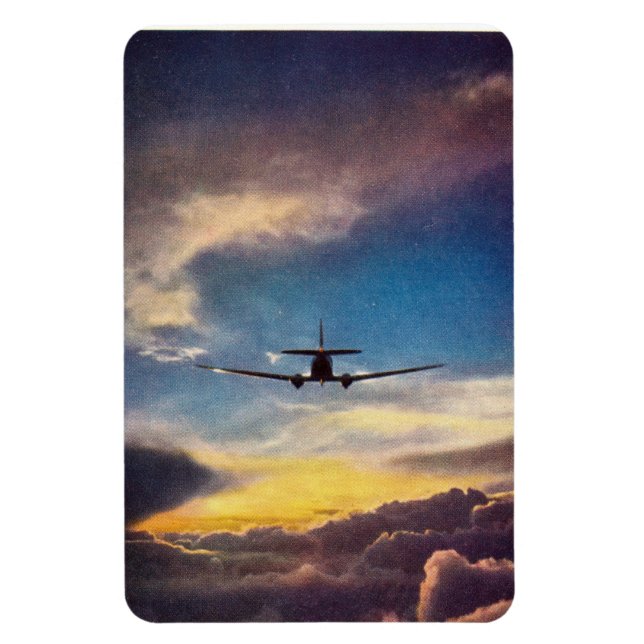 DC-3 Airliner & Setting Sun magnet (Vertical)