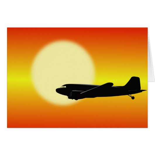 DC-3 passing sun. Cards (Front Horizontal)