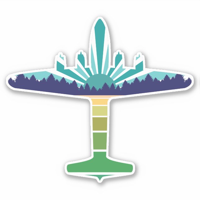 dc 6 airliner sunset sticker (Front)