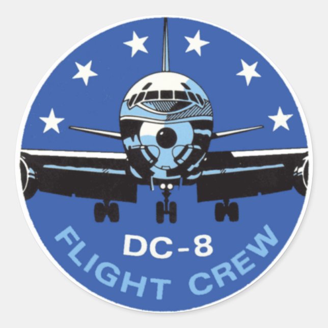 DC-8 Flight Crew Classic Round Sticker (Front)
