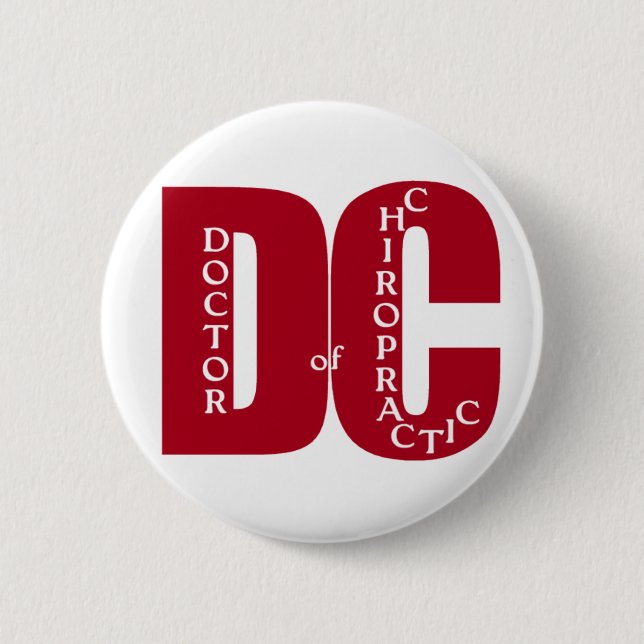 DC Big Red DOCTOR OF CHIROPRACTIC MEDICINE Pinback Button (Front)