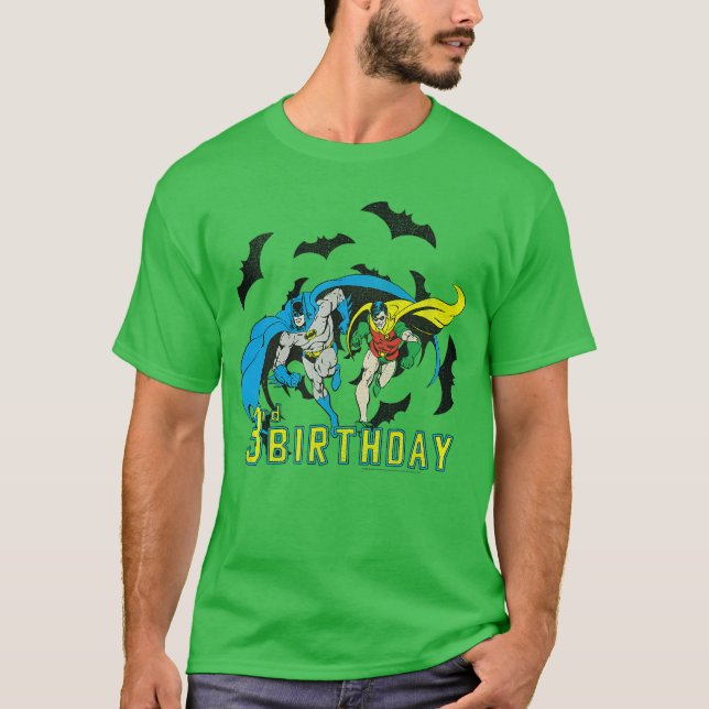 DC Comics Batman And Robin 3rd Birthday Bats funny T-Shirt (Front)