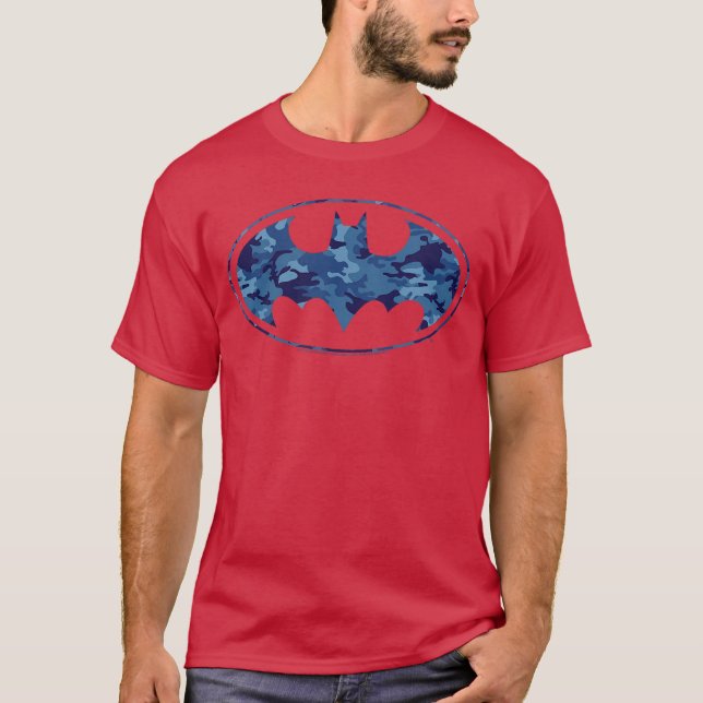 DC Comics Batman Blue Camo Logo T-Shirt (Front)