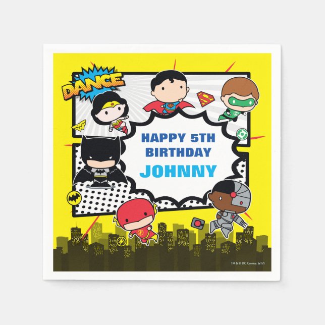 DC Comics | Justice League - Chibi Birthday Paper Napkins (Front)