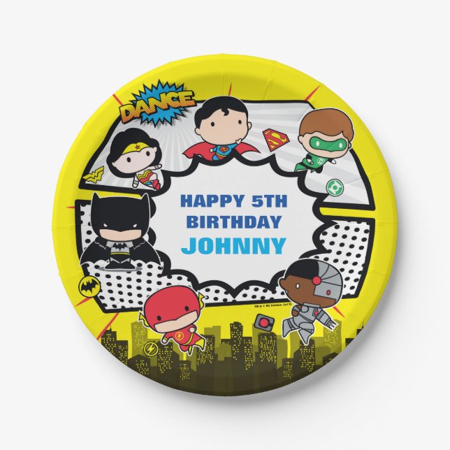 DC Comics | Justice League - Chibi Birthday Paper Plates (Front)