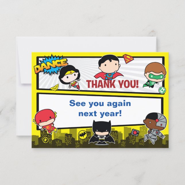 DC Comics | Justice League - Chibi Birthday Thank You Card (Front)
